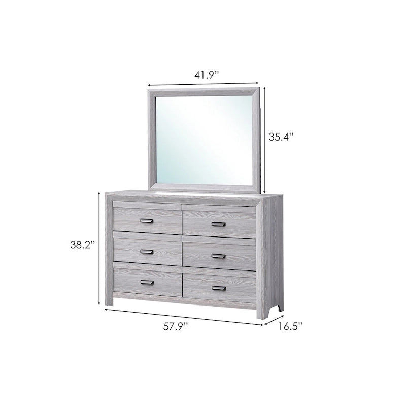 Ensemble de chambre à coucher Essa 5 pièces à panneaux gris