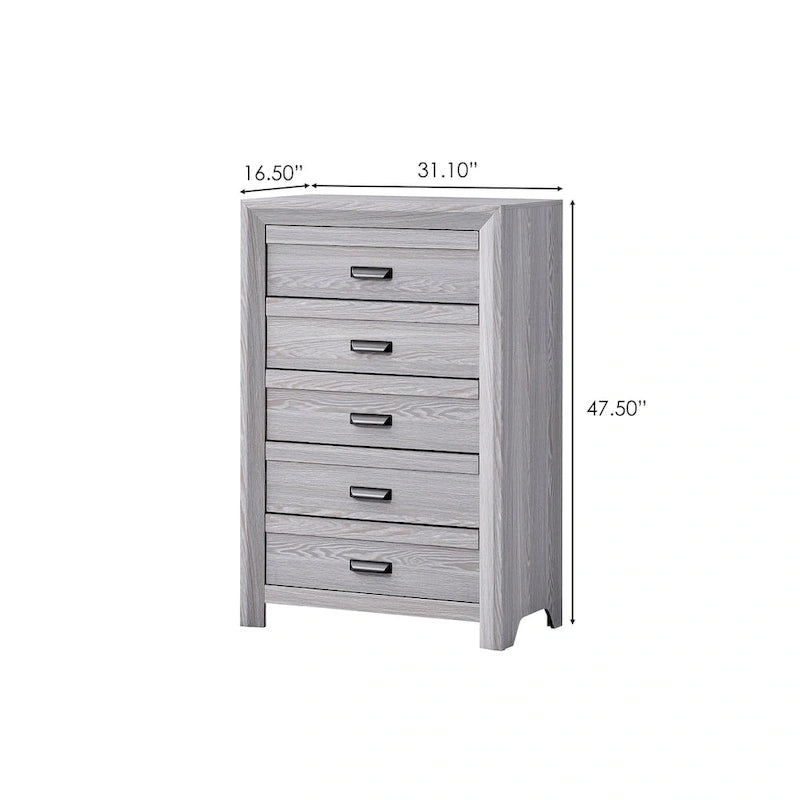Ensemble de chambre à coucher Essa 5 pièces à panneaux gris