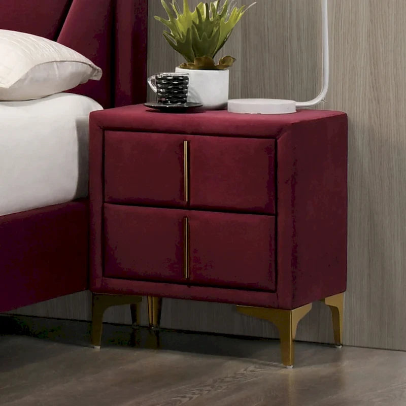 Ensemble de chambre à coucher 3 pièces capitonné en coquillage Glim Art Déco de Furniture of America