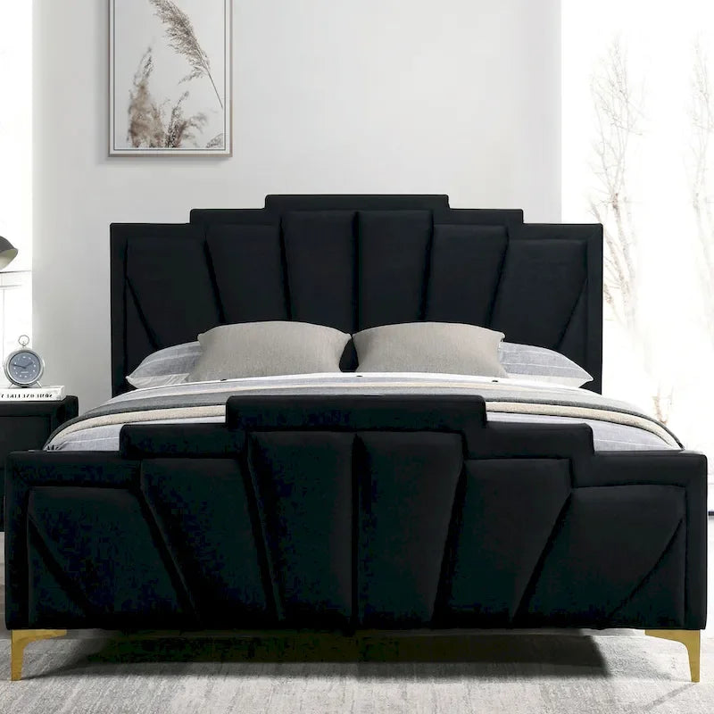 Ensemble de chambre à coucher 3 pièces capitonné en coquillage Glim Art Déco de Furniture of America