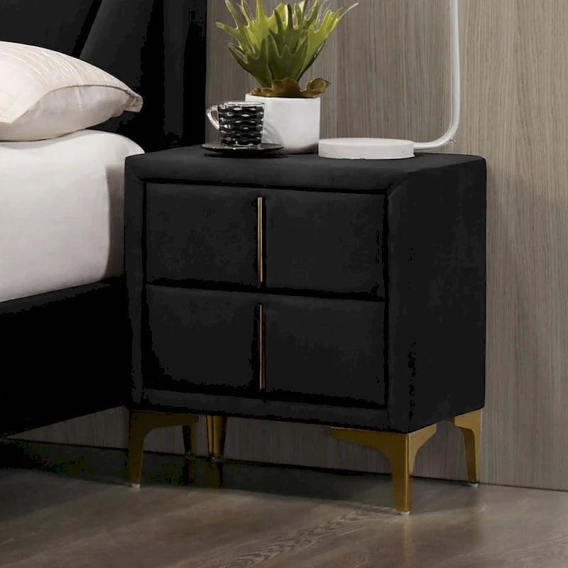 Ensemble de chambre à coucher 3 pièces capitonné en coquillage Glim Art Déco de Furniture of America