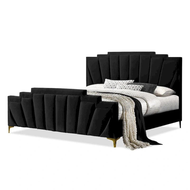 Ensemble de chambre à coucher 3 pièces capitonné en coquillage Glim Art Déco de Furniture of America