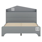 Ensemble de chambre 3 pièces comprenant un lit cabane simple avec tête de lit de rangement, une table de chevet en bois et une commode de rangement, gris