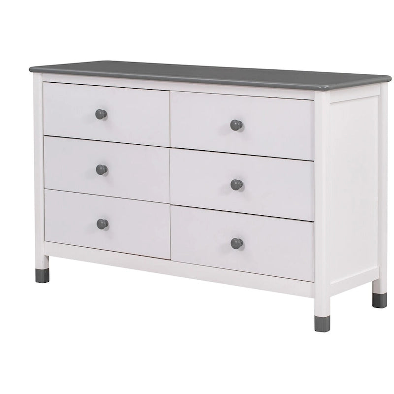 Ensemble de chambre 3 pièces comprenant un lit cabane simple avec tête de lit de rangement, une table de chevet en bois et une commode de rangement, gris