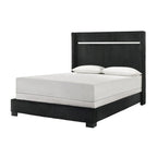 Ensemble de chambre à coucher Pedro 6 pièces en velours noir capitonné
