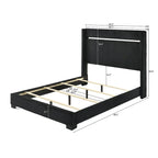 Ensemble de chambre à coucher Pedro 6 pièces en velours noir capitonné