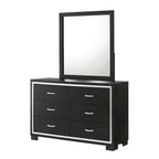 Ensemble de chambre à coucher Pedro 6 pièces en velours noir capitonné