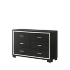 Ensemble de chambre à coucher Pedro 6 pièces en velours noir capitonné