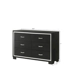 Ensemble de chambre à coucher Pedro 6 pièces en velours noir capitonné