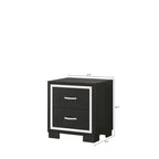 Ensemble de chambre à coucher Pedro 6 pièces en velours noir capitonné