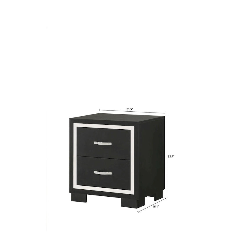 Ensemble de chambre à coucher Pedro 6 pièces en velours noir capitonné