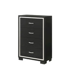 Ensemble de chambre à coucher Pedro 6 pièces en velours noir capitonné
