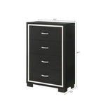 Ensemble de chambre à coucher Pedro 6 pièces en velours noir capitonné
