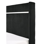 Ensemble de chambre à coucher Pedro 6 pièces en velours noir capitonné