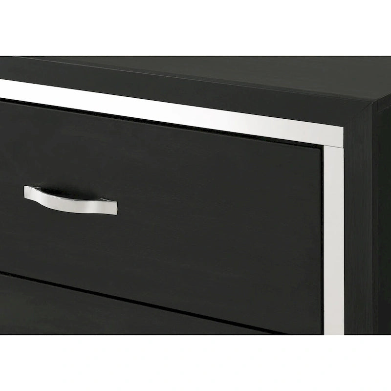 Ensemble de chambre à coucher Pedro 6 pièces en velours noir capitonné