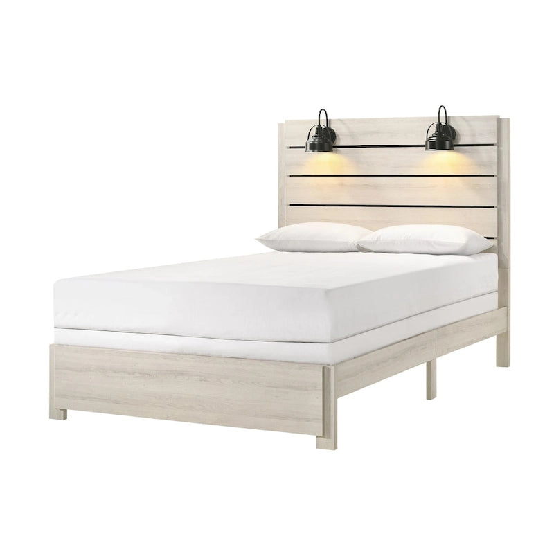 Ensemble de chambre à coucher Edyth 5 pièces avec panneaux LED blancs