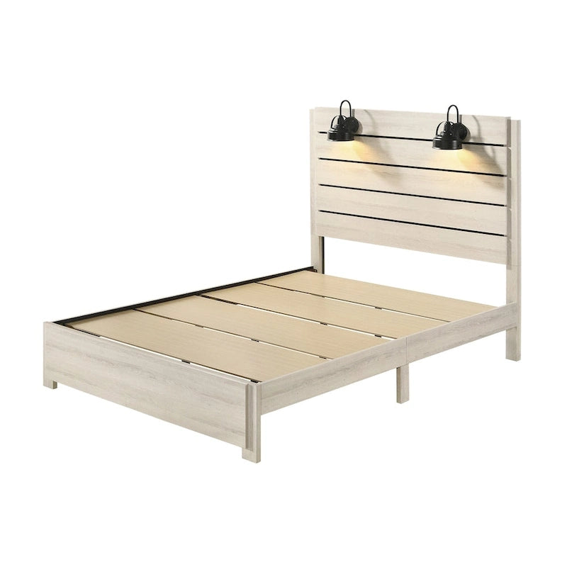Ensemble de chambre à coucher Edyth 5 pièces avec panneaux LED blancs
