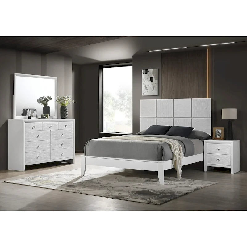 Ensemble de chambre à coucher Sim 5 pièces à panneaux blancs