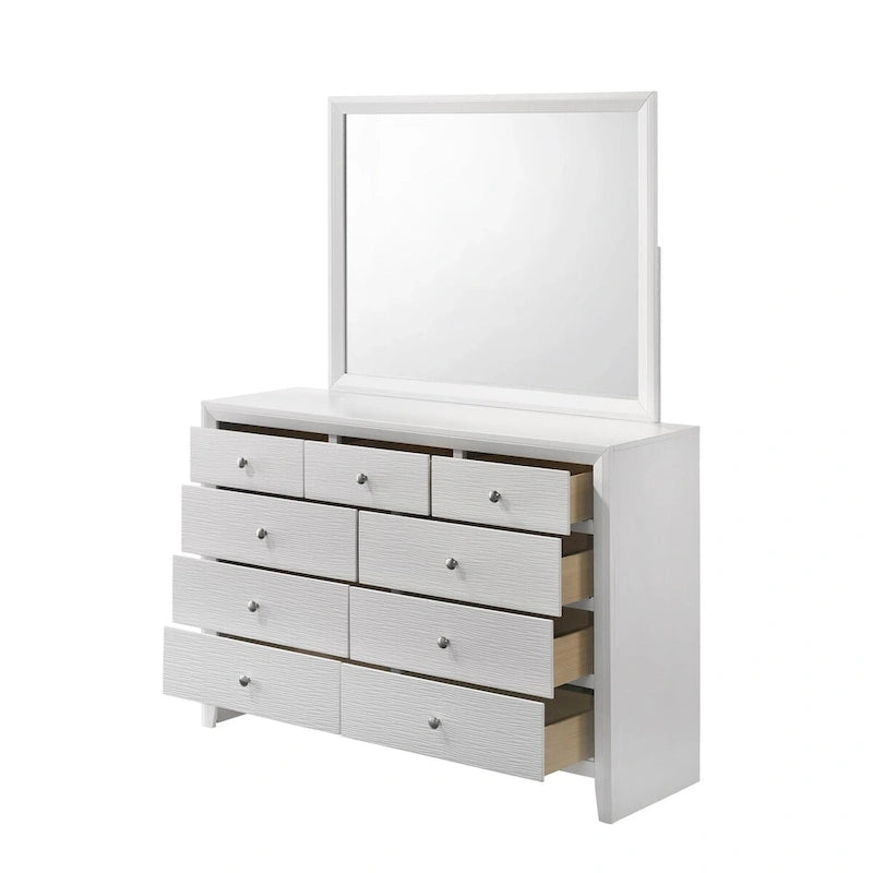 Ensemble de chambre à coucher Sim 5 pièces à panneaux blancs