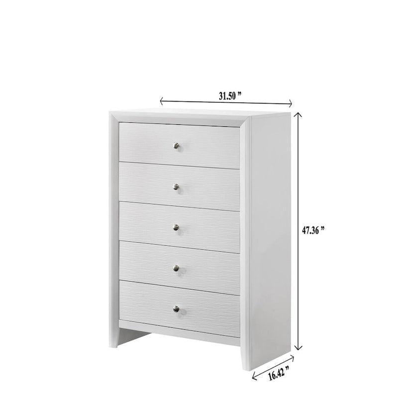 Ensemble de chambre à coucher Sim 5 pièces à panneaux blancs