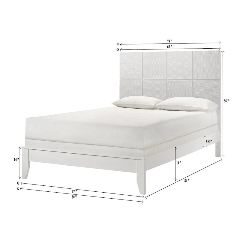 Ensemble de chambre à coucher Sim 5 pièces à panneaux blancs