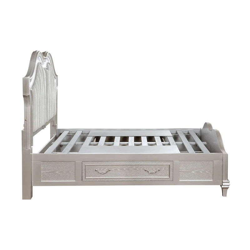 Lit de rangement Rosarito en chêne argenté et ivoire, 5 pièces