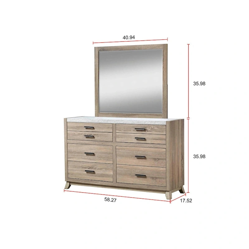 Ensemble de chambre à coucher Daemon 3 pièces à panneaux marron clair
