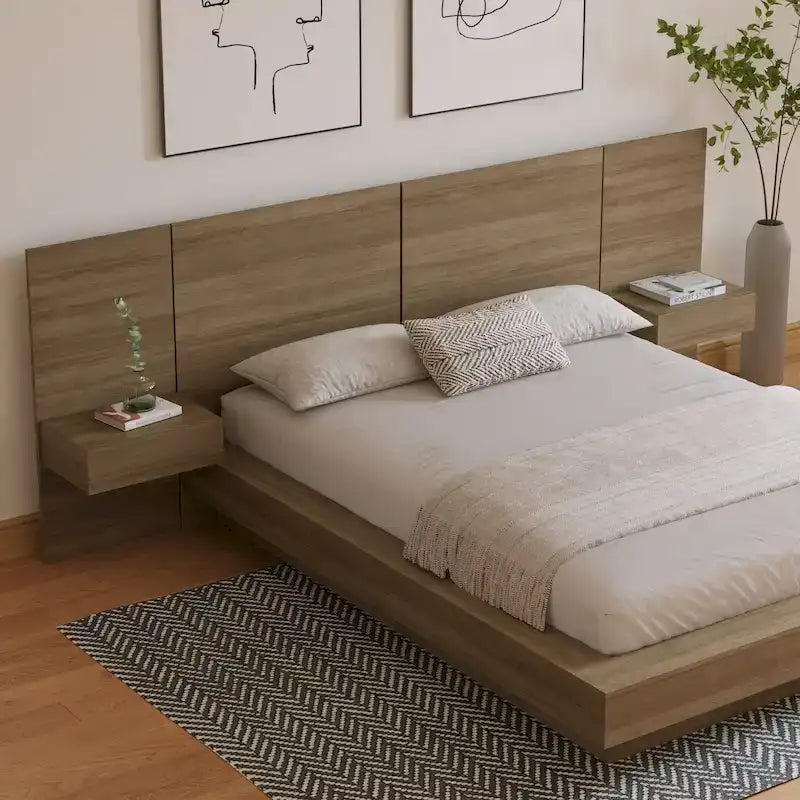 Ensemble de chambre à coucher Napa 4 pièces avec table de chevet suspendue
