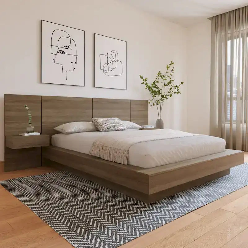 Ensemble de chambre à coucher Napa 4 pièces avec table de chevet suspendue