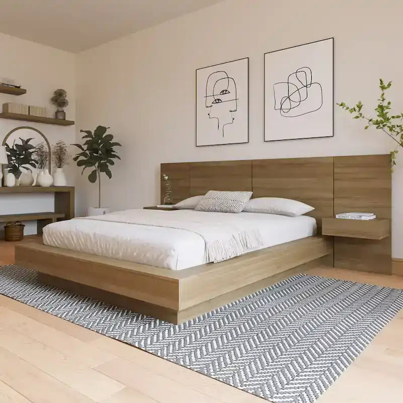 Ensemble de chambre à coucher Napa 4 pièces avec table de chevet suspendue