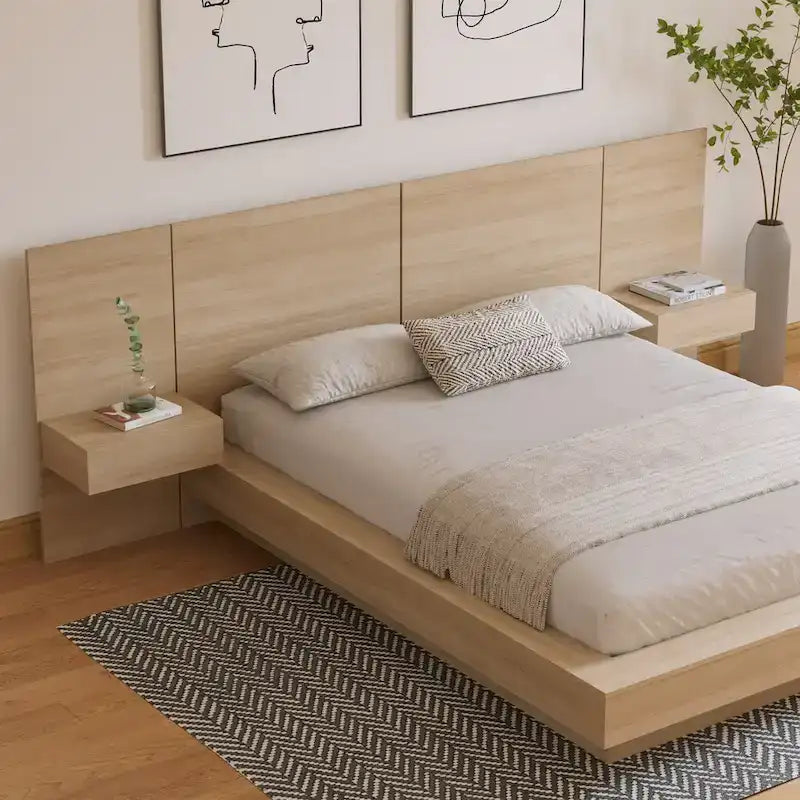 Ensemble de chambre à coucher Napa 4 pièces avec table de chevet suspendue