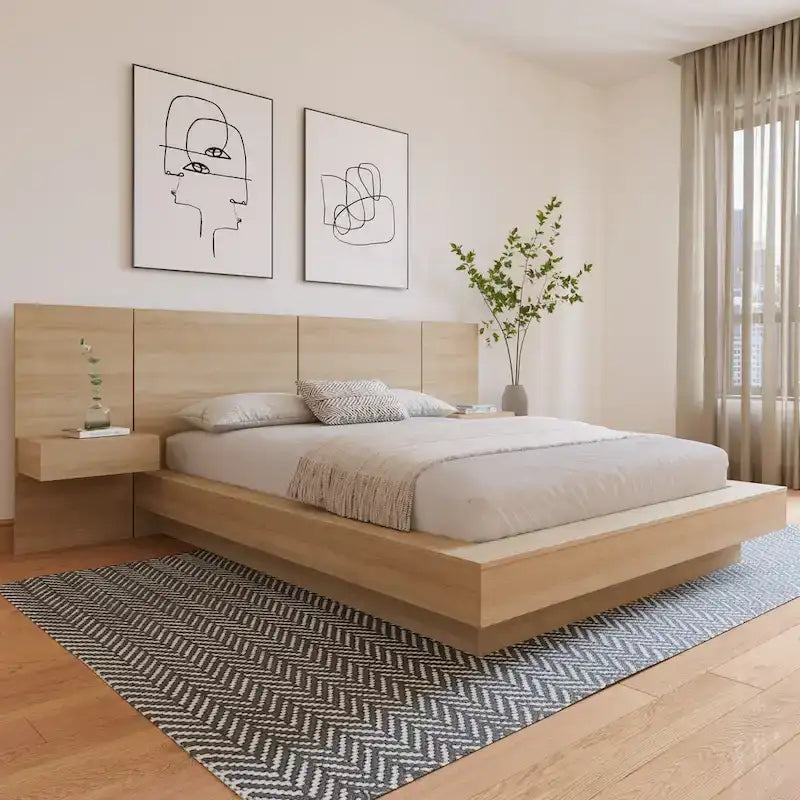 Ensemble de chambre à coucher Napa 4 pièces avec table de chevet suspendue