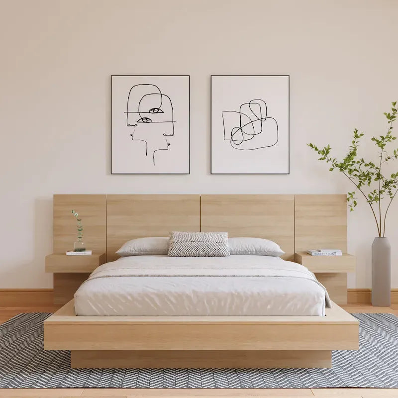 Ensemble de chambre à coucher Napa 4 pièces avec table de chevet suspendue
