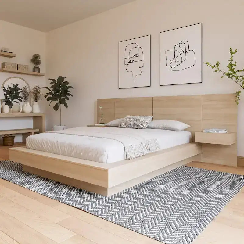 Ensemble de chambre à coucher Napa 4 pièces avec table de chevet suspendue