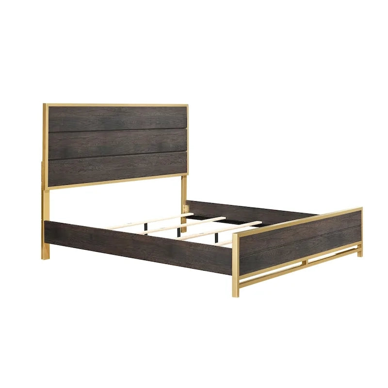 Ensemble de chambre à coucher Wedro 3 pièces à panneaux rustiques marron foncé
