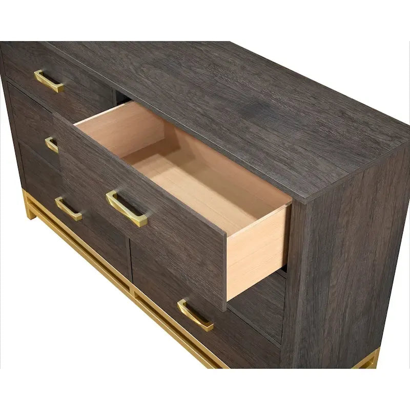Ensemble de chambre à coucher Wedro 3 pièces à panneaux rustiques marron foncé