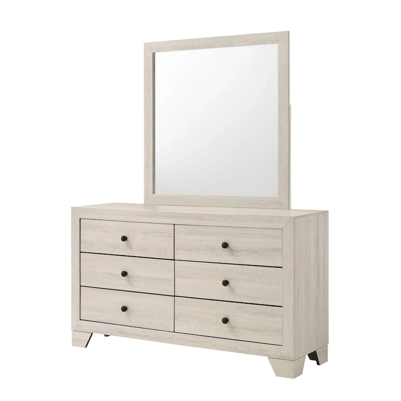 Ensemble de chambre à coucher Annis blanc 6 pièces avec plateforme