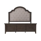 Lit, commode, miroir et table de chevet rembourrés couleur marron selle de Paradise Valley