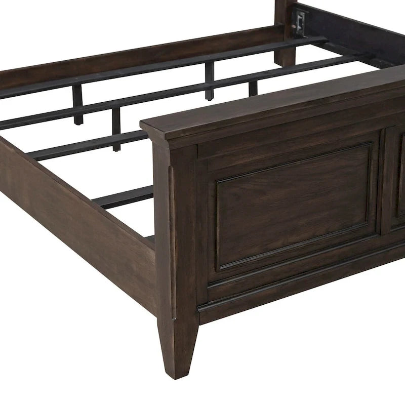 Lit, commode, miroir et table de chevet rembourrés couleur marron selle de Paradise Valley