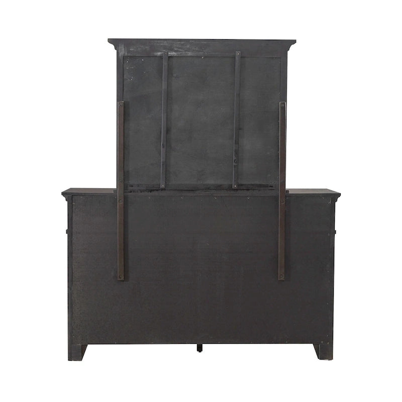 Lit, commode, miroir et table de chevet rembourrés couleur marron selle de Paradise Valley