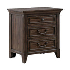 Lit, commode, miroir et table de chevet rembourrés couleur marron selle de Paradise Valley
