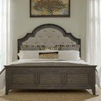Ensemble lit, commode et miroir rembourrés marron selle Paradise Valley