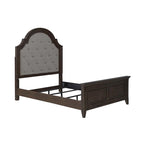 Ensemble lit, commode et miroir rembourrés marron selle Paradise Valley