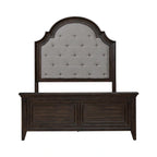 Ensemble lit, commode et miroir rembourrés marron selle Paradise Valley