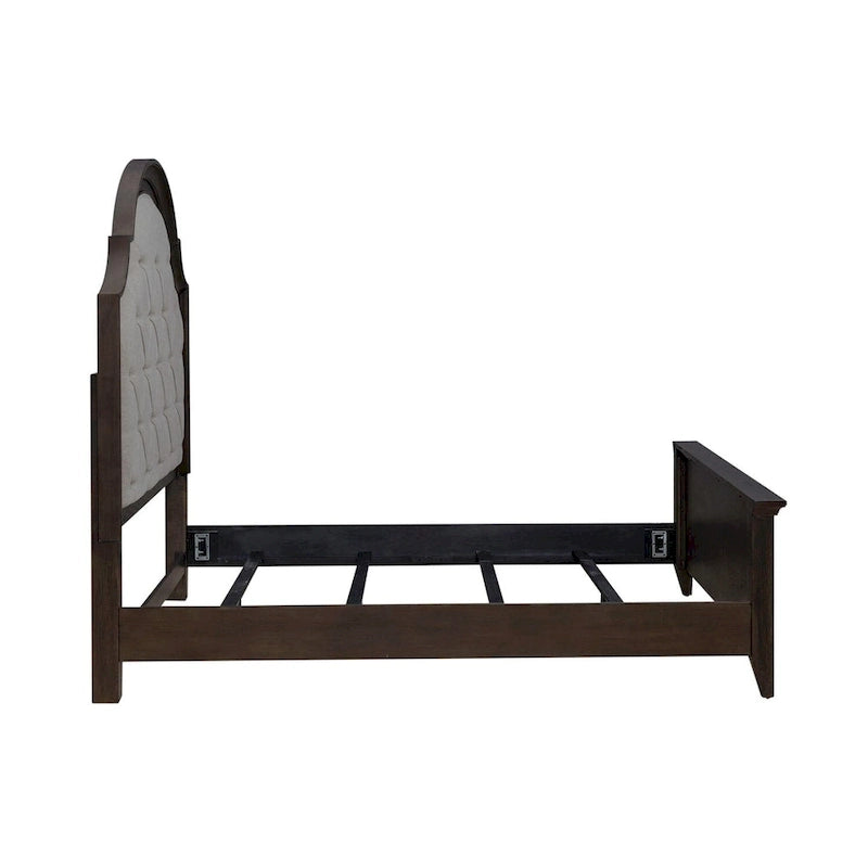 Ensemble lit, commode et miroir rembourrés marron selle Paradise Valley