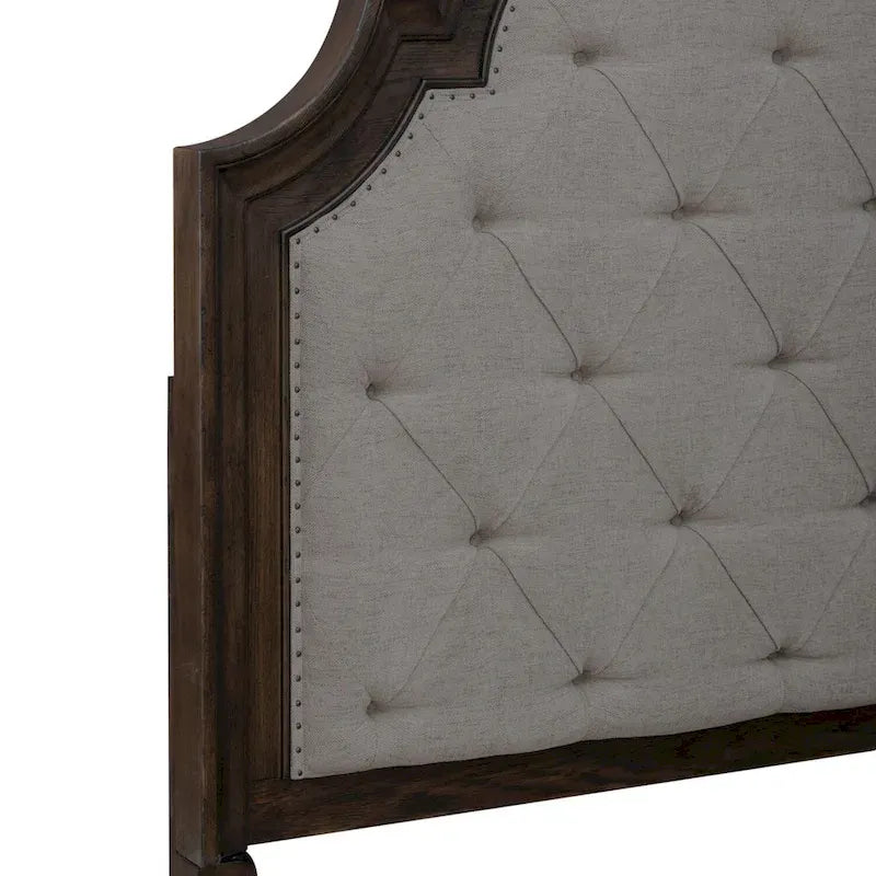 Ensemble lit, commode et miroir rembourrés marron selle Paradise Valley