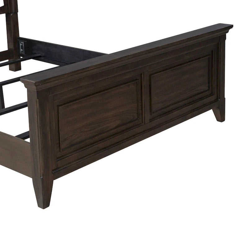 Ensemble lit, commode et miroir rembourrés marron selle Paradise Valley