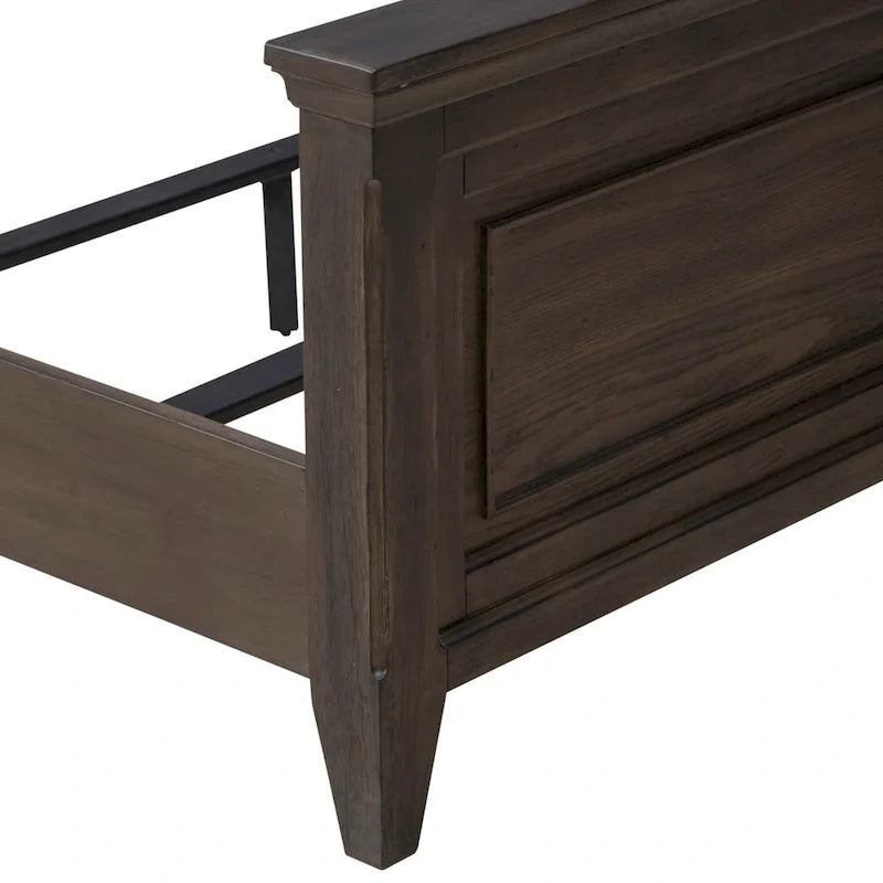 Ensemble lit, commode et miroir rembourrés marron selle Paradise Valley
