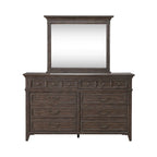 Ensemble lit, commode et miroir rembourrés marron selle Paradise Valley
