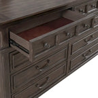 Ensemble lit, commode et miroir rembourrés marron selle Paradise Valley
